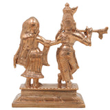 Bronze Radha Krishna Idol Radhe Krishna Radha Govinda Radha Gopal Radha Shyamsundar Radha Madhav Radha Raman Radha Vallabh Murti Statue for Puja Mandir Home Decor Devotional Sculpture, Gold, 6 Inch, 1 Piece