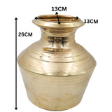 Kalash Water Pot Kamandalu Kumbha Jal Patra Purna Kalasha Mangala Kalash Panchaloha Brass Ritual Vessel Puja Kalasam Temple Kumbham Teertha Patra Ghata Lota Abhishekam Kalash Hindu Puja Vessel , Gold, 10 Inch, 1 Piece
