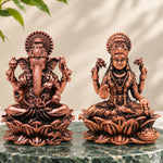 Copper Lakshmi Ganesha Idol