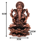 Copper Lakshmi Ganesh Idol Set of 2, Handcrafted Traditional Murti for Pooja, Home Decor & Gifting, Brown, 2.5 Inch, 2 Piece