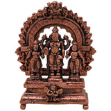 Copper Vishnu Parivar Idol Lakshmi Narayan Bhudevi Murti Sriman Narayana Perumal Sri Devi Bhu Devi Tamra Narayana Family Vigraha for Puja Mandir Home Decor Gift Sculpture Statue, Brown, 3 Inch, 1 Piece
