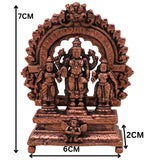 Copper Vishnu Parivar Idol Lakshmi Narayan Bhudevi Murti Sriman Narayana Perumal Sri Devi Bhu Devi Tamra Narayana Family Vigraha for Puja Mandir Home Decor Gift Sculpture Statue, Brown, 3 Inch, 1 Piece