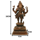 Bronze Ganesha Ganapati Vinayaka Vighneshwara Pillaiyar Panchaloha Style Ganesh Idol Statue, Brown, 6.5 Inch, 1 Piece