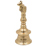 Brass Nandi Bull Bell Ghanti, Basava Vrishabha Nandikeshwara Bail Peetal Pooja Bell, Sacred Cow Cattle Temple Hanging Bell for Home Mandir Decor, Gold, 6.5 Inch, 1 Piece