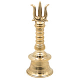 Brass Trishul Bell for Pooja, Shiva Mahadev Trishul Ghanti, Peetal Trident Temple Ghanta, Shankar Bholenath Mandir Aarti Bell, Handmade Hindu Prayer Bell for Home Temple Decor, Gold, 7.5 Inch, 1 Piece