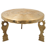 Brass Aasan Pooja Platform, Murti Stand, Dev Peeth, Vedika, Patla, Simhasan for Home Temple Mandir Decor, Gold, 5.5 Inch, 1 Piece