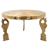 Brass Aasan Pooja Platform, Murti Stand, Dev Peeth, Vedika, Patla, Simhasan for Home Temple Mandir Decor, Gold, 5.5 Inch, 1 Piece