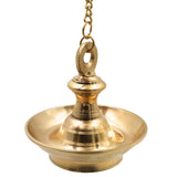 Brass Hanging Lamp Kerala Thooku Vilakku, Traditional Peetal Hanging Diya Deepam, South Indian Temple Hanging Oil Lamp, Pooja Mandir Deepa Jyoti Vilakku Decorative Chain Lamp for Home Temple Decor, Gold, 5.5 Inch, 1 Piece