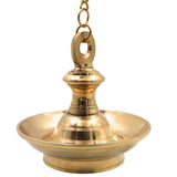 Brass Hanging Lamp Kerala Thooku Vilakku, Traditional Peetal Hanging Diya Deepam, South Indian Temple Hanging Oil Lamp, Pooja Mandir Deepa Jyoti Vilakku Decorative Chain Lamp for Home Temple Decor, Gold, 5.5 Inch, 1 Piece