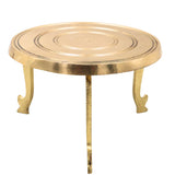 Brass Round Stand Pooja Chowki Circular Idol Display Peetham Simhasanam Murti Asana Mandir Temple Diya Pedestal Peetal Pittal Hittale Brass Platform for God Idol Decor, Gold, 4 Inch, 1 Piece