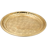 Brass Pooja Thali, Peetal Pooja Plate, Aarti Thali, Hittale Pooja Taali, Brass Thambalam, Traditional Puja Plate for Home Temple, Mandir, Diwali, Navratri, Lakshmi Ganesh Pooja Ritual Thali (26 cm), Gold, 10 Inch, 1 Piece