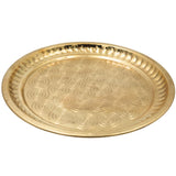 Brass Pooja Thali, Peetal Pooja Plate, Aarti Thali, Hittale Pooja Taali, Brass Thambalam, Traditional Puja Plate for Home Temple, Mandir, Diwali, Navratri, Lakshmi Ganesh Pooja Ritual Thali (26 cm), Gold, 10 Inch, 1 Piece