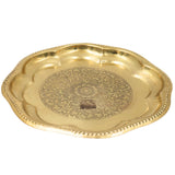 Brass Pooja Plate, Brass Pooja Thali, Peetal Aarti Thali, Hittale Pooja Taali, Traditional Pooja Samagri Plate, Temple Puja Thali, Devotional Aarti Plate, Mandir Pooja Tray for Home, Festival & Ritual Use, Gold, 1 Inch, 1 Piece