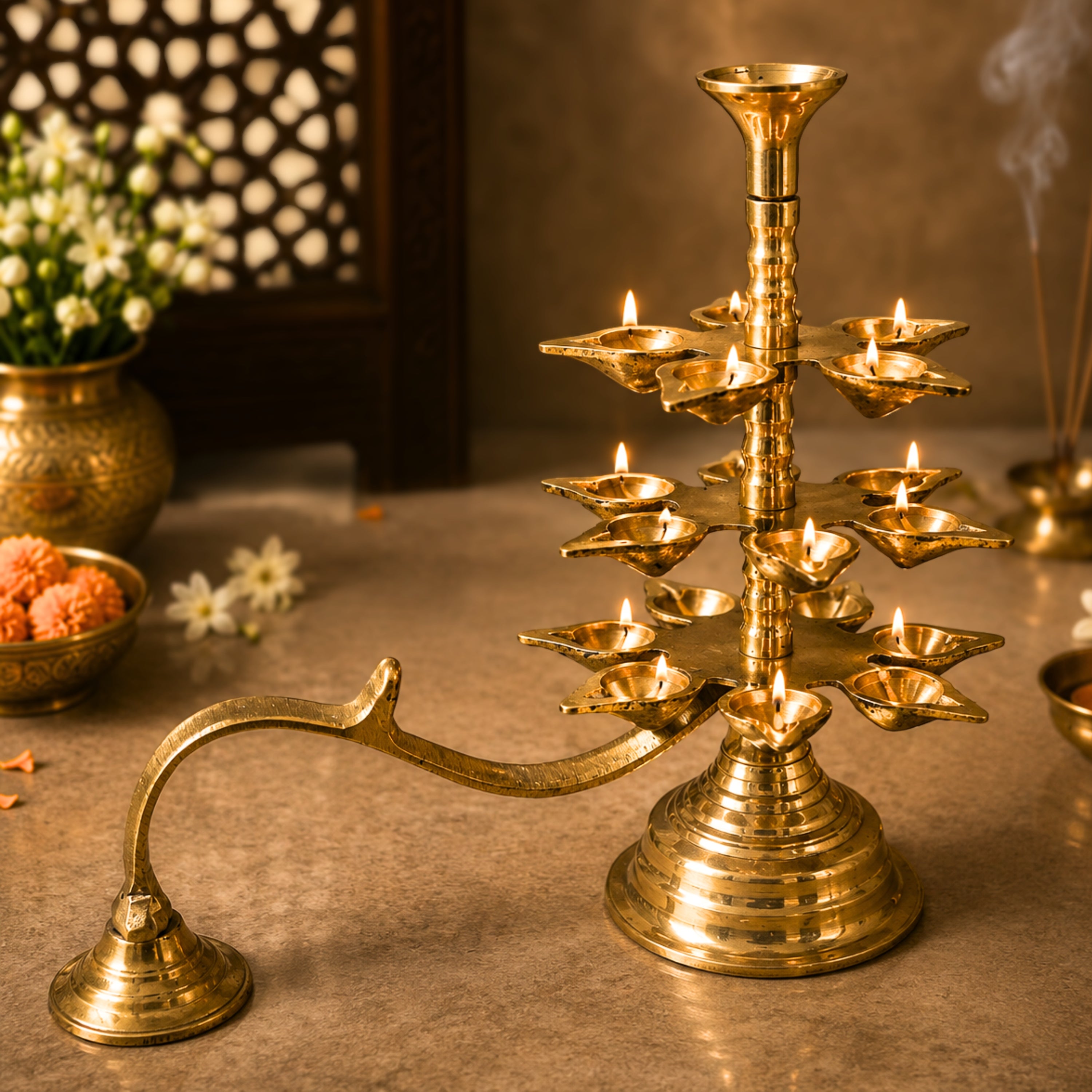 Brass 3 Layer Aarti Lamp