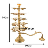 Brass 5 Layer Aarti Lamp Panchmukhi Panchadeepam, 5 Jyot Pancharti Diya, Peetal 5 Wick Pooja Deepam, Traditional Temple Aarti Lamp, Multi Tier Mandir Aarti Stand, Hindu Pooja Brass Deepak, Gold, 14 Inch, 1 Piece