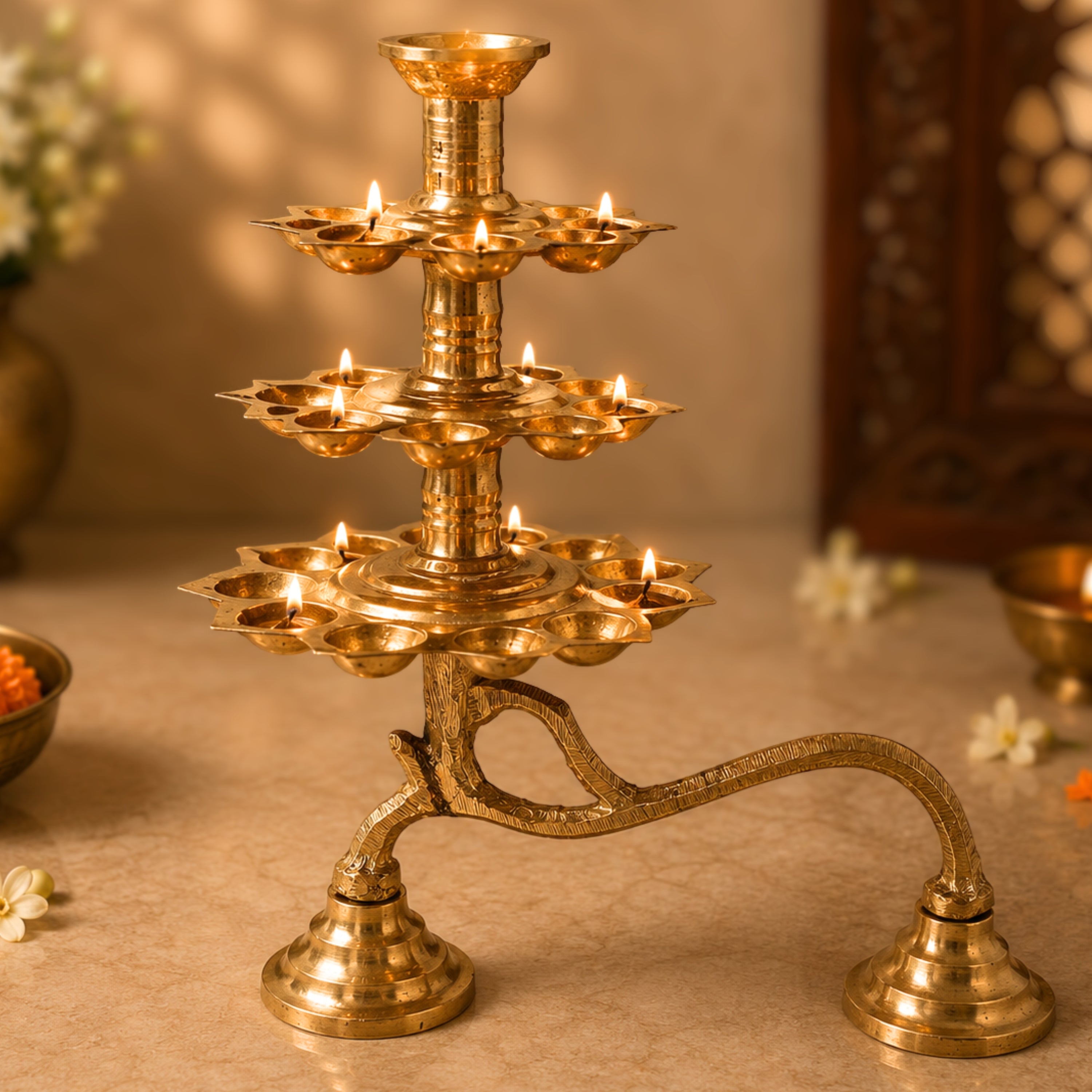 Brass 3 Layer Aarti Lamp