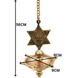 Brass Hanging Lamp with Star, Thooku Vilakku Hanging Diya, Temple Chain Deepam, Traditional Pooja Hanging Deepak, Kerala Style Nilavilakku Vilakku, Mandir Devghar Oil Lamp Decor for Home Temple Diwali Aarti Pooja, Gold, 22 Inch, 1 Piece