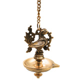 Brass Hanging Lamp for Pooja, Traditional Thooku Vilakku Hanging Deepam, Temple Hanging Diya with Chain, Kerala Nilavilakku Style, Peetal Pital Pittal Oil Lamp for Home Mandir Decor, Spiritual Festival Hanging Lamp, Gold, 20.5 Inch, 1 Piece