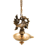 Brass Hanging Lamp for Pooja, Traditional Thooku Vilakku Hanging Deepam, Temple Hanging Diya with Chain, Kerala Nilavilakku Style, Peetal Pital Pittal Oil Lamp for Home Mandir Decor, Spiritual Festival Hanging Lamp, Gold, 20.5 Inch, 1 Piece