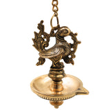 Brass Hanging Lamp for Pooja, Traditional Thooku Vilakku Hanging Deepam, Temple Hanging Diya with Chain, Kerala Nilavilakku Style, Peetal Pital Pittal Oil Lamp for Home Mandir Decor, Spiritual Festival Hanging Lamp, Gold, 20.5 Inch, 1 Piece