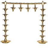 Brass Lamp Stand Deepa Stambh Kuthu Vilakku Nilavilakku Samai Pooja Deepam Stand Traditional Peetal Pittalai Vilakku Diya Stand Temple Lamp Stand Heavy Brass Akhand Jyot Pooja Lamp Stand 56 cm, Gold, 22 Inch, 1 Piece