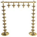 Brass Traditional Deepa Stambh Lamp Stand Kuthu Vilakku Nilavilakku Samai Peetal Pittalai Temple Pooja Oil Lamp Stand Large Floor Diya Stand South Indian Mandir Deepam Stand Decorative Brass Vilakku, Gold, 30.5 Inch, 1 Piece