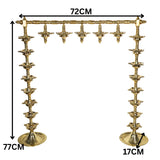Brass Traditional Deepa Stambh Lamp Stand Kuthu Vilakku Nilavilakku Samai Peetal Pittalai Temple Pooja Oil Lamp Stand Large Floor Diya Stand South Indian Mandir Deepam Stand Decorative Brass Vilakku, Gold, 30.5 Inch, 1 Piece