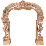 Bronze Prabhavali Arch Makara Torana Kirtimukha Prabha Mandala Vigraha Murti Back Frame Temple Mandir Puja Decor Panchaloha Style Kavacha Arch Frame 34 cm, Gold, 13.5 Inch, 1 Piece