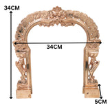 Bronze Prabhavali Arch Makara Torana Kirtimukha Prabha Mandala Vigraha Murti Back Frame Temple Mandir Puja Decor Panchaloha Style Kavacha Arch Frame 34 cm, Gold, 13.5 Inch, 1 Piece
