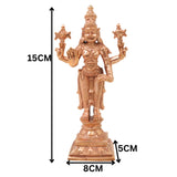 Bronze Perumal Vishnu Idol Sri Narayana Venkateshwara Balaji Lakshmi Narayan Ranganatha Murti Kansa Kamsya Handcrafted Temple Statue for Puja Home Decor, Gold, 6 Inch, 1 Piece