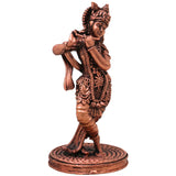 Copper Krishna Idol Tamra Vigraham Murti Gopala Govinda Kanhaiya Murlidhar Shyamsundar Statue for Pooja Home Decor, Brown, 3 Inch, 1 Piece
