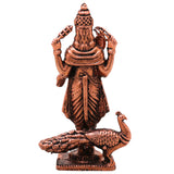 Copper Murugan Idol Kartikeya Skanda Subramanya Shanmukha Kumara Velayudhan Velan Guha Senthil Dandapani Devata Murti for Pooja Mandir Decor Gift 7 cm, Brown, 3 Inch, 1 Piece