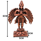 Copper Garuda Vainateya Pakshiraja Murti Idol Suparna Garutmanta Nagantaka Devata for Pooja Mandir Home Decor, Brown, 2.5 Inch, 1 Piece