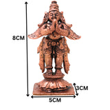 Copper Garuda Vainateya Pakshiraja Murti Idol Tamra Garutmanta Vigraha for Pooja Mandir Decor, Brown, 3 Inch, 1 Piece