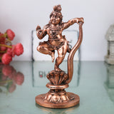 Copper Krishna Sheshnag Sheshashayi Anantashayana Nagashayana Murti Idol for Pooja Mandir Decor, Brown, 6 Inch, 1 Piece