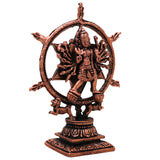 Copper Chakrathalwar Silai, Sudarshana Chakra Idol Vishnu Chakrayudha Sudarshan Chakram Murti for Pooja Decor Statue, Brown, 3.5 Inch, 1 Piece
