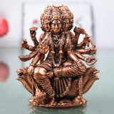 Copper Gayatri Devi Mata Vedmata Savitri Adi Shakti Murti Idol for Puja Mandir Decor Gift Tamra Vigraha, Brown, 3 Inch, 1 Piece