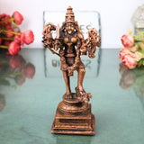 Copper Kali Idol Mahakali Kalika Dakshina Bhadrakali Devi Murti Pooja Statue Home Decor Tamra Vigraham Sculpture Gift, Brown, 6.5 Inch, 1 Piece