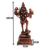 Copper Kali Idol Mahakali Kalika Dakshina Bhadrakali Devi Murti Pooja Statue Home Decor Tamra Vigraham Sculpture Gift, Brown, 6.5 Inch, 1 Piece