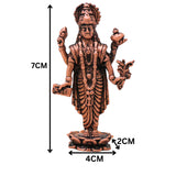 Copper Dhanvantari Bhagwan Murti Ayurveda God Medicine Vishnu Avatar Idol Puja Mandir Tamra Vigraha Healing Statue Home Decor Gift, Brown, 3 Inch, 1 Piece