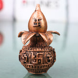 Copper Kalash Swastik Tamra Taamra Tamba Thamira Kalasam Purna Kumbham Pooja Murti Decor Gift, Brown, 2.5 Inch, 1 Piece
