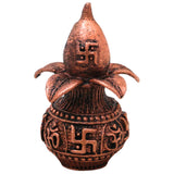 Copper Kalash Swastik Tamra Taamra Tamba Thamira Kalasam Purna Kumbham Pooja Murti Decor Gift, Brown, 2.5 Inch, 1 Piece