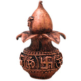Copper Kalash Swastik Tamra Taamra Tamba Thamira Kalasam Purna Kumbham Pooja Murti Decor Gift, Brown, 2.5 Inch, 1 Piece