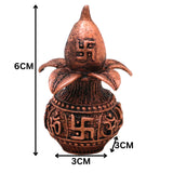 Copper Kalash Swastik Tamra Taamra Tamba Thamira Kalasam Purna Kumbham Pooja Murti Decor Gift, Brown, 2.5 Inch, 1 Piece