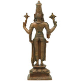 Bronze Vishnu Idol Narayana Mahavishnu Perumal Balaji Venkateswara Murti Puja Statue Home Decor, Brown, 8 Inch, 1 Piece