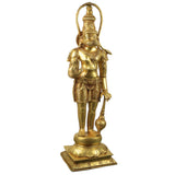 Brass Hanuman Murti Bajrangbali Sankatmochan Anjaneya Maruti Ram Bhakt Idol Statue for Pooja Decor 70 cm, Gold, 27.5 Inch, 1 Piece