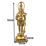 Brass Hanuman Murti Bajrangbali Sankatmochan Anjaneya Maruti Ram Bhakt Idol Statue for Pooja Decor 70 cm, Gold, 27.5 Inch, 1 Piece