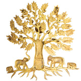 Brass Kalpavriksha Tree of Life Wall Hanging Murti Vigraha Pital Peetal Sacred Vastu Feng Shui Decor Sculpture for Home Living Room Pooja Room Gift Showpiece, Gold, 25.5 Inch, 1 Piece