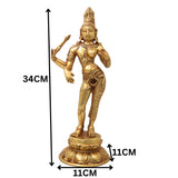 Brass Ardhanarishwara Idol Shiva Shakti Murti Half Male Female Statue Pooja Decor 34cm, Gold, 13.5 Inch, 1 Piece