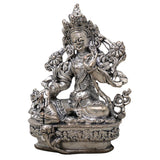 Brass Tara Maa Idol Silver Coated, Maa Tara Devi Murti, Mahavidya Ugra Tara, Neel Saraswati, Tarini Maa Statue for Puja, Home Decor & Spiritual Gift, Silver, 3.5 Inch, 1 Piece
